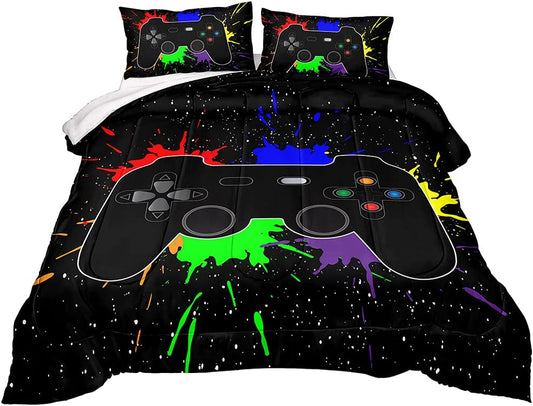 Gaming Comforter for Boys Teen,Game Contoller Bedding Set for Boys Kids,Down Alternative Comforter for All Season,Gamer Home Decor for Boys Comforter Set (Comforter-Game27, Full)
