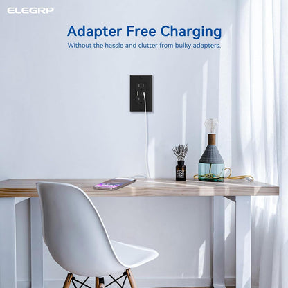 USB Outlets, 15 Amp Wall Outlet with 3 USB Ports, Dual USB C Ports Outlets, TR Tamper-Resistant USB Outlets Receptacles, Wall Plate Included, UL/CUL Listed, 1 Pack, Black